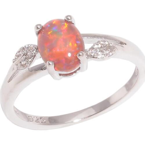 CiNily Created Orange Fire Opal Cubic Zirconia Silver Plated Wholesale Hot Sell Women Jewelry Ring Size 6-9 OJ9547