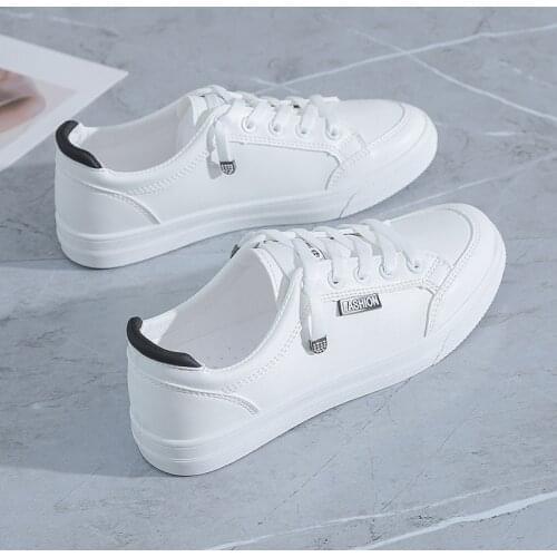Hot Womens Vulcanize Shoes Casual Sneakers Spring Summer Breathable Flats Solid Color Shoes Fashion White Shoes Flat Sneakers