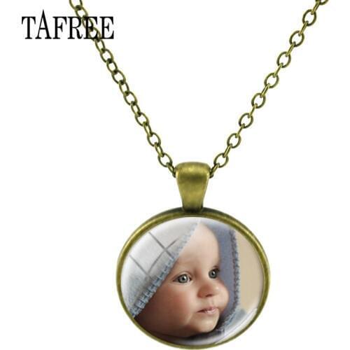 TAFREE Photo Pendants Custom Necklace Photo of Your Baby Mom Dad Grandparent Loved Gift for Family Jewelry NA01