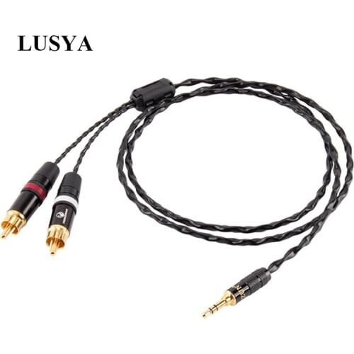 Lusya 1pcs Japan Furukawa Sterling Silver Computer Amp Speaker Audio Cable 3.5mm To 2RCA T1014