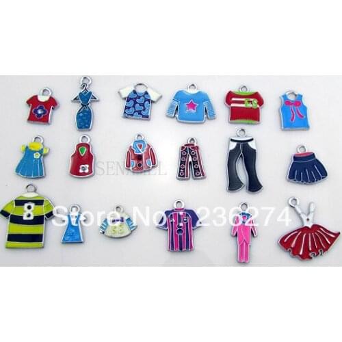 M18 Wholesale Mix 100Pcs Alloy Metal Enamel Skirt clothes Charms DIY hang pendant accessories