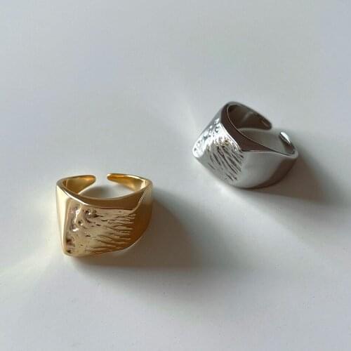 Exaggerate Authentic S925 Sterling Silver Jewelry dysmorphism Geometric Rock Wider ring Rounded Adjust Gothic TLJ1597