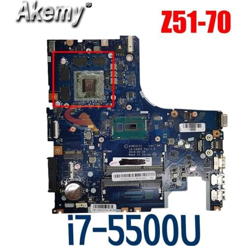 Laptop motherboard For LENOVO Z51-70 SR23W i7-5500U LA-C282P Mainboard 5B20J23649 216-0866000