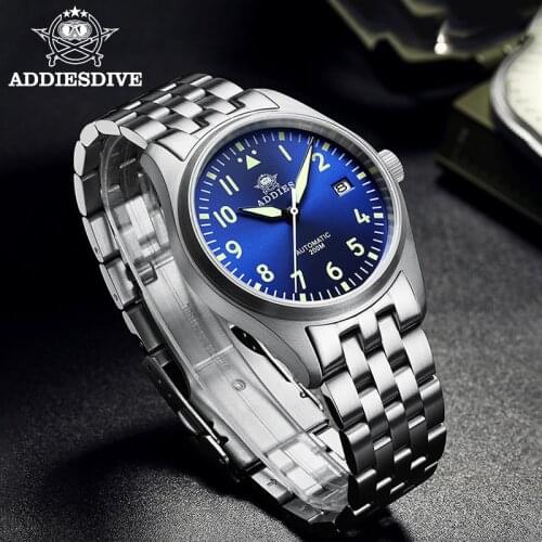 ADDIES Pilot Watch Men NH35A Automatic Steel Watches Mechanical C3 Super Luminous 39mm Case 200M Waterproof Diver Watch