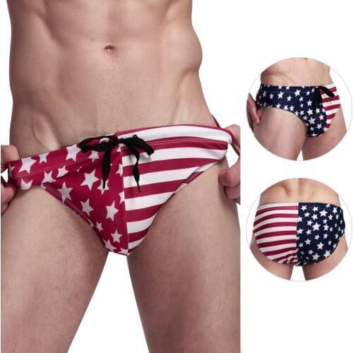 2020 American Flag Mens Bikini Swimwear Mens Swimming Trunks Mens Swim Briefs Sexy Shorts Hot
