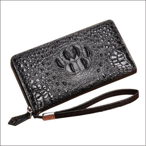 Men wallet crocodile skin wallet long bag leather business bag zipper crocodile bag Successful person Genuine Leather 004tb