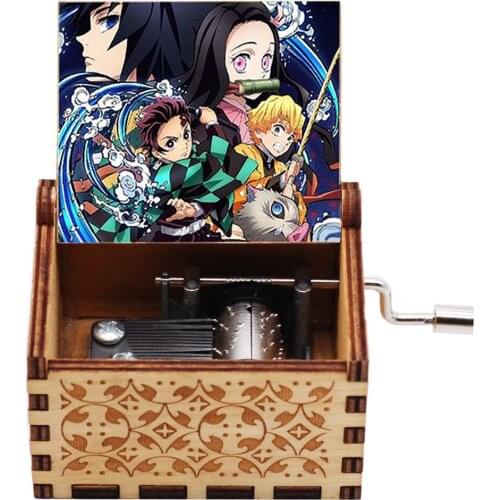 Anime Demon Slayer Totoro Theme Music Box Hand Crank Wood Musical Box Childrens Girl Gift Birthday Gift New Year Gift