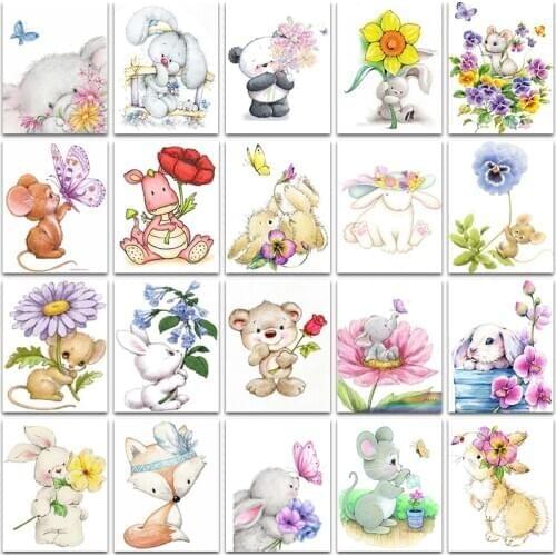 5D DIY Diamond Painting Kit Paint Cartoon Animals panda rabbit Fox butterfly Full Square&Round embroidery mosaic Cross stitch