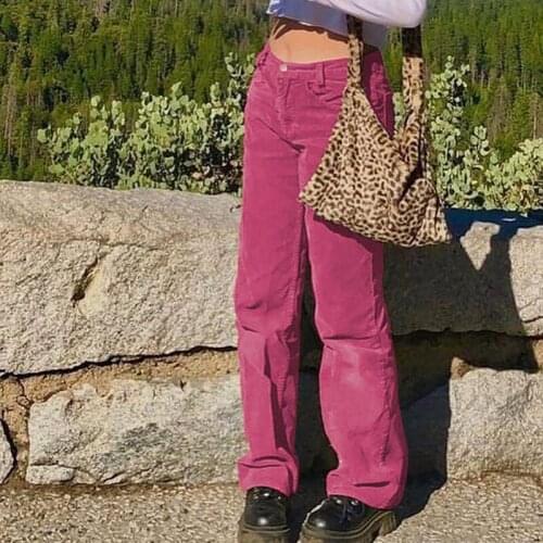 2020 New Corduroy Pants Women Harajuku Cargo Pants Girl Trousers Autumn Winter High Waist Pants Streetwear Pant For Ladies