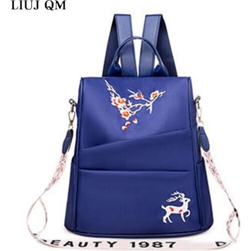 2021 New Backpack School Bag Girl Korean Casual Embroidery Large Capacity Backpack Fashion All-match Anti-theft Travel Bag Women