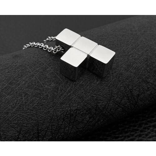 Necklace mens Tetris neck pendant big stainless steel chains necklace hip hop Building Blocks necklace jewelry 2020 wholesale