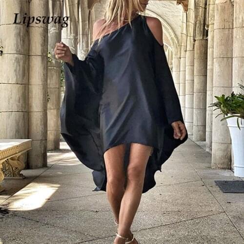 Summer Elegant Women Irregular Long Dress Casual Solid Batwing Sleeve Loose Dress Spring Sexy Off Shoulder Beach Party Dress 3XL