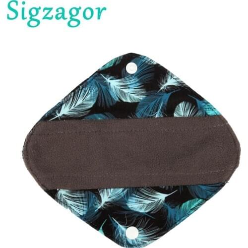 [Sigzagor] 1 Small S Panty Liner Bamboo Charcoal Menstrual Sanitary Mama Cloth Pad Reusable Washable 8in 20cm 26 Prints