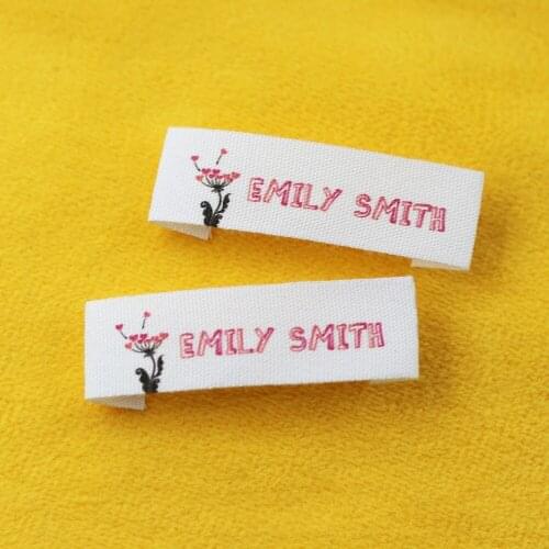 Custom Sewing label, Fold, Custom Clothing Labels - Fabric Name Tags, Logo or Text, Cotton Ribbon, Custom Design (FR382)