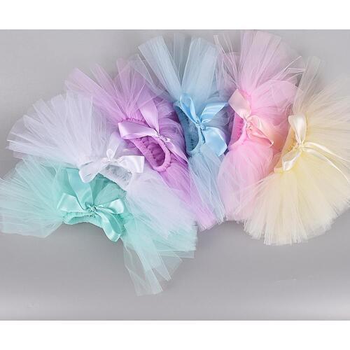 Baby Girls Fluffy Tutu Skirt Flower Headband Set Quality Nylon Tulle Skirt Baby Tutu Newborn Photo Prop Costume For 0-12M