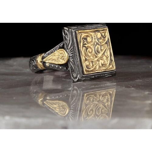 Lapping Plated Handmade Pen İşçilikli 925 Sterling Mens Silver Ring