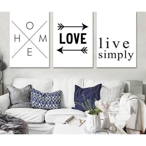 Simple Black and White Love Life Letter Canvas Print Painting Art Nordic Poster Picture for Living Room Home Decoration