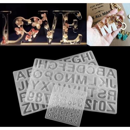 7 Style Uppercase Letter Resin Silicone Molds Digital Crystal UV Epoxy Mold Pixel Letters Mould for DIY Crafts Pendants Keychain