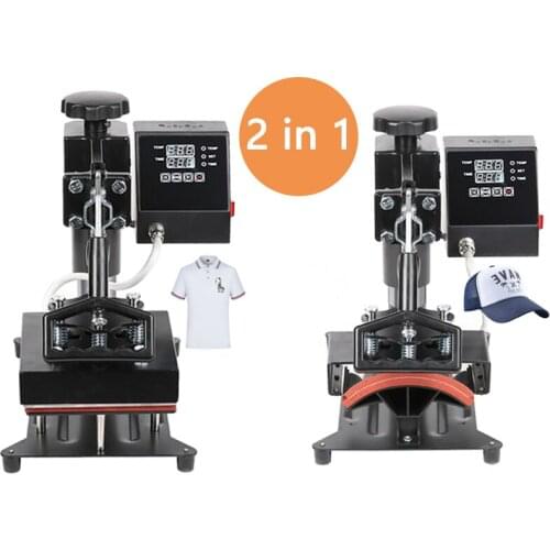 2 in 1 Digital Double Display Cap Heat Press Machine 15x15CM Logo Printer DIY Sublimation Printer Label Printing Machine