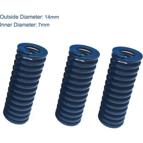 TL 14mm OD 7mm ID 50mm 55mm 60mm 65mm 70mm Length Blue Light Load 65Mn Metal Steel Spiral Stamping Compression Mould Die Spring
