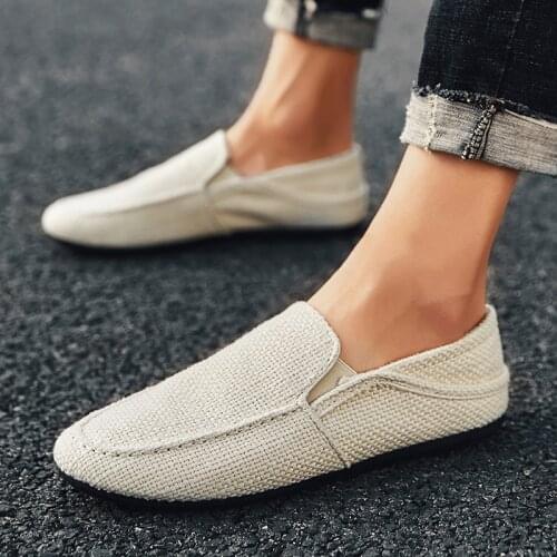2021 New Fashion Loafers Men Breathable Casual Shoes Classic Linen Slip On Sneakers Male Summer Cheap Driving Shoes For Men Wide