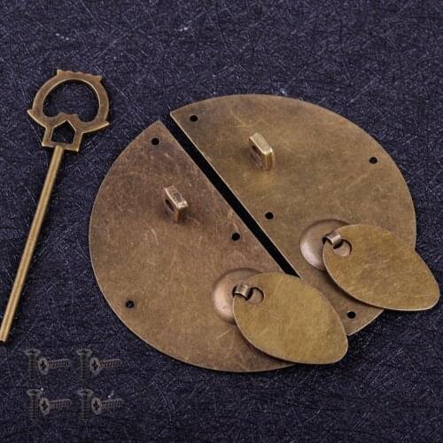 Vintage Chinese Ancient Style Antique bronze Door Knocking Cabinet Pull Latch Lock Retro Furniture Hardware