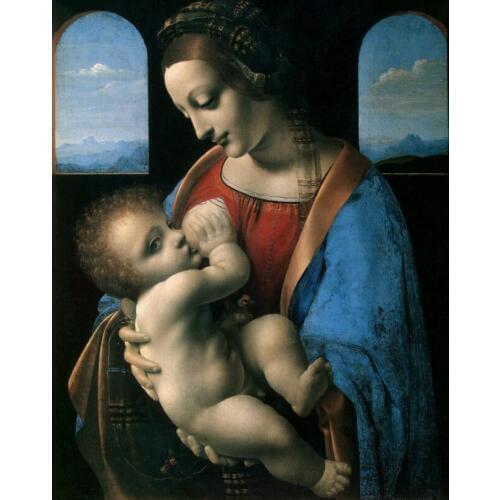 High quality Oil painting Canvas Reproductions Madonna Litta (Madonna and the Child) by Leonardo Da Vinci Painting hand painted