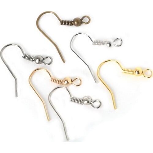 6 Colors 600pcs/lot Fashion Iron Ear Hook Clasp With Bead Charms Earring Wires Fit Jewelry DIY Findings