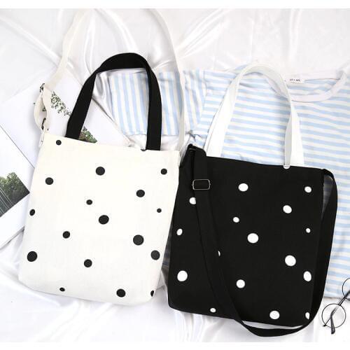 Fashion Simple Polka Dot Cute Women Canvas Handbags Messenger Bags 2019 New Female Students School Bags Shoulder Bags