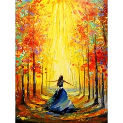 Woman Umbrella Printed Fabric 11CT Cross-Stitch Full Kit DIY Embroidery DMC Threads Knitting Painting Sewing Craft Package