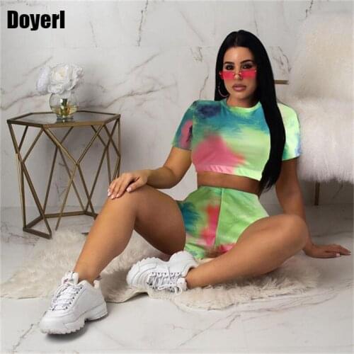 Woman Short Two Piece Set Crop Top Shorts Set Sport Sweat Suit Print Casual Tracksuit 2 Piece Women Summer Matching Sets Outfit
