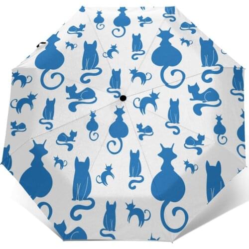 Sunny Umbrella Blue Cats Automatic folding portable men women umbrella Sunscreen rain Windproof beach parasol
