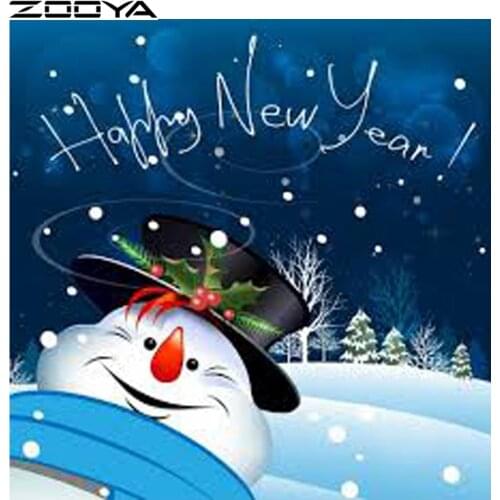 ZOOYA DIY Diamond Painting Cross Stitch Snowman Happy New Year Diamond Embroidery Mosaic Diamonds Wall Stickers Home Decor R1021