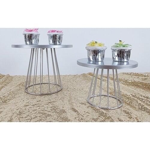 2pcs/lot silve gold white pink blue Cake dessert High feet plate Wedding birthday dessert display shelf decoration Dessert tray