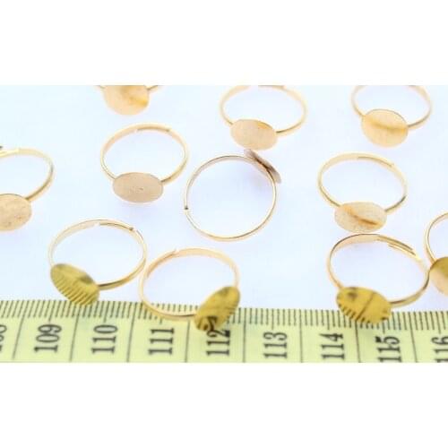200pcs of Adjustable Gold Tone Ring Base with Glue Pad 10mm wholesale lead and nickle free mounting bezel rings