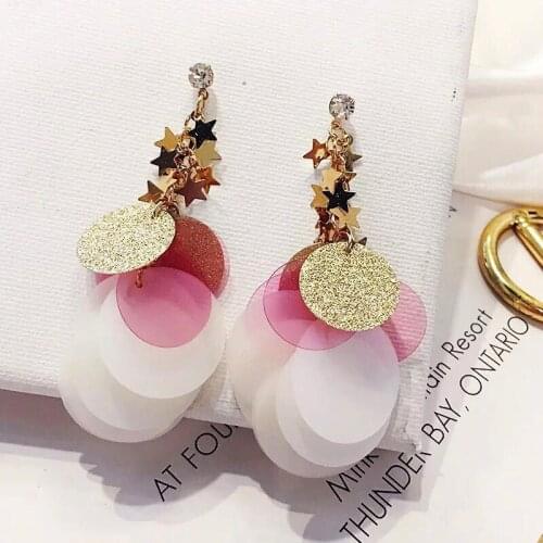 2020 Korean Temperament Colorful Sequin Earrings Long Wild Star Tassel Earrings Personality Trendy Earrings Female Earrings