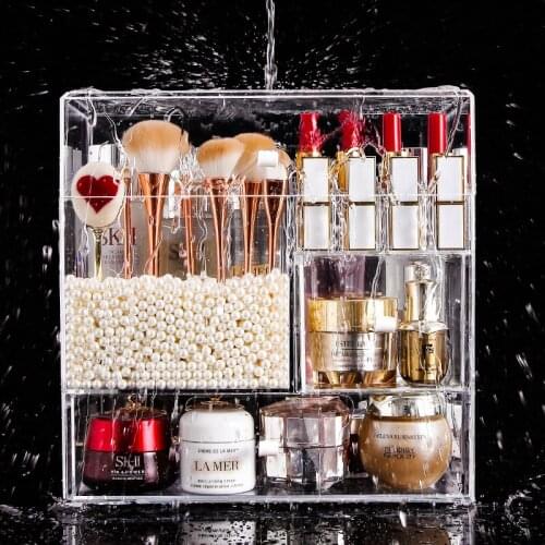 Acrylic Cosmetics Storage Box Household Dustproof Desktop Lipstick Skin BrushTransparent Web Celebrity Shelf