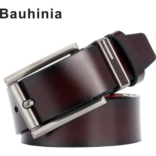 Bauhinia brand hot sale imitation alloy ancient pin buckle mens casual retro imitation leather mens belt