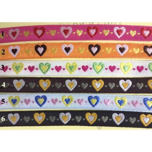 FREE SHIPPING 12mm top quality nation style single face heart love embroidery ribbon,fashion and folk style,XERY0826D