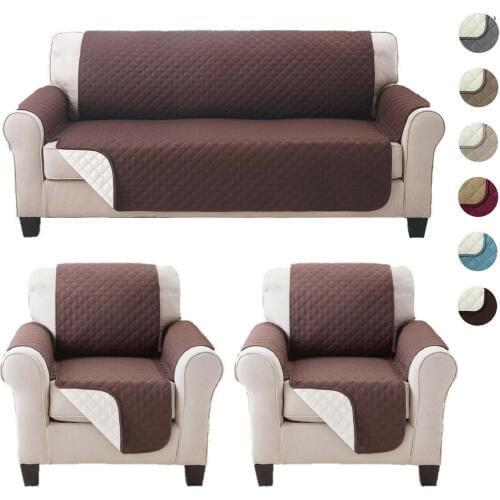 Sofa Cover Furniture Throw Slip Cover Couch Furniture Protector Pet Reversible Washable Removable Armrest Slipcovers 1/2/3 Seat