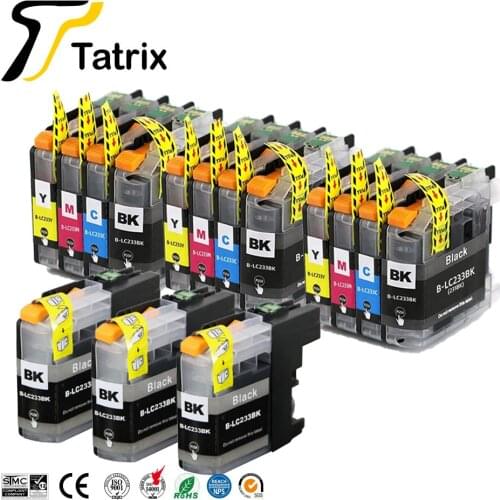 Tatrix 12PK B-LC233 LC233 LC231 Ink Cartridge Chip Reset Compatible For Brother DCP-J562DW MFC-J480DW J680DW J880DW Printer
