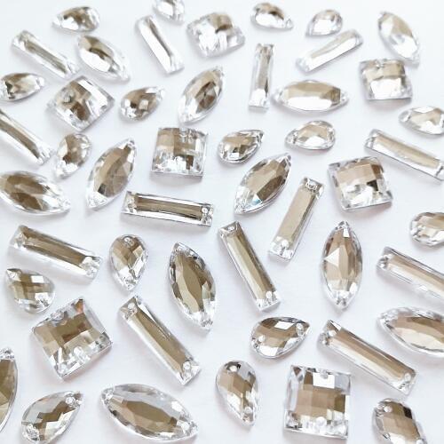 Mix Shape 300ps Silver Sew on Womens Clothes Decorative Stones and Crystals Rhinestones For Sewing Costumes Accessories Wedding