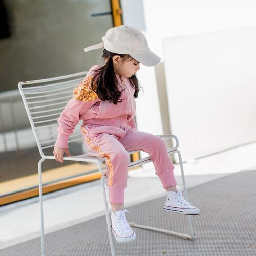 DFXD Two-Piece Toddler Girl Clothing Set 2018 Spring Long Sleeve Sequin Wings Hooded Cardigan+Pant Casual Korean Girls Sets 2-8Y