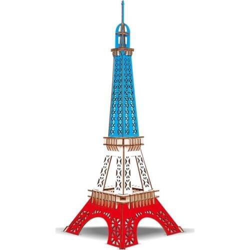 Eiffel Tower Wooden Craft Assembly Construction Sets Wooden 3D Puzzle Model Architecture Building Toys Teens Adult Tower Bridge