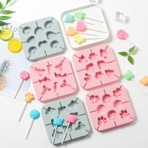 DIY Handmade Chocolate Lollipop Mold Cartoon Fox Smiley Lollipop Silicone Mold Cake Fudge Ice Cream Mold Kitchen Baking Utensil