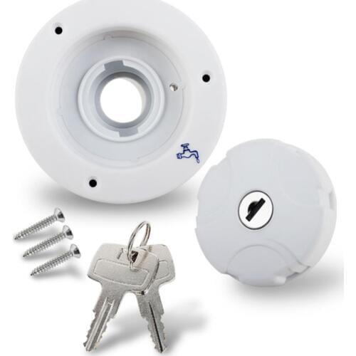 RV parts Filler Neck For Water Tanks Caravan Plastic Gravity Fresh Water Fill Hatch Inlet Camper Trailer with 2 Keys Motorhomes