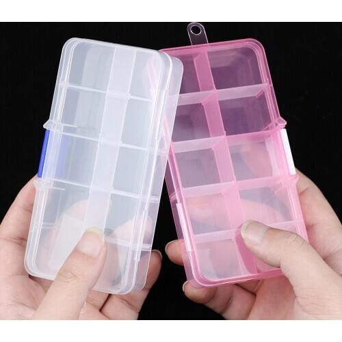 JHNBY Adjustable 10 Slots Compartment Plastic Jewelry Box Storage Case Container for Organizer Beads Earrings Rings Gift Boxes