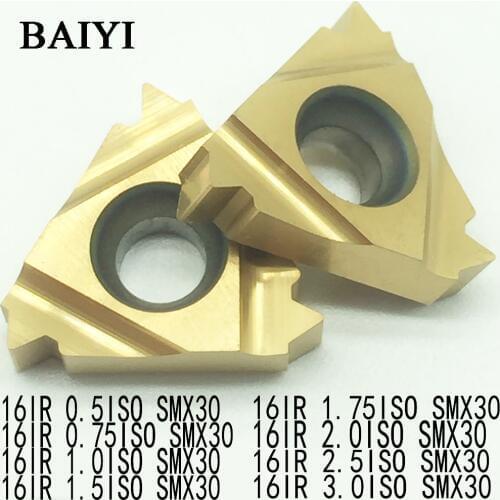 16IR 0.5ISO/16IR 0.75ISO/16IR 1.0ISO/16IR 1.5ISO/1.75ISO16IR 2.0ISO/16IR 2.5ISO/16IR 3.0ISO SMX30 * 10pcs carbide thread inserts