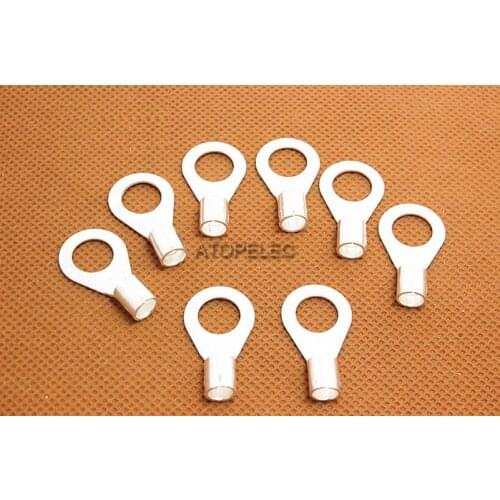 50pcs 6-8 Ring Crimp Silver Plated Brass Terminal Connector for 10AWG Wire Aperture 8mm Hole