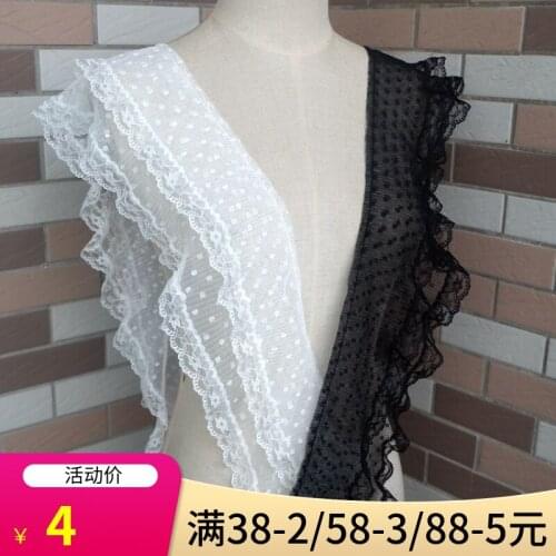 High quality lace trimming 12.5cm wide folds lace fabric white black sewing accessories and supplies diy crafts for garments
